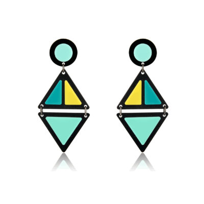 Double triangle two tone plexi earrings