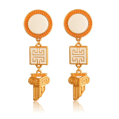 So chic and beautiful, these earrings are so in right now! Add it to your Greek chic collection and combine it with our other jewelry from the “All Greek to me” series. This pair is so beautiful, made to match your everyday Greek chic outfit. Ideal for matching with a total white outfit or to add some Greek accent to your wedding day!
