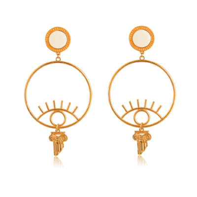 Evil-eyes hoops earrings with Ionic column