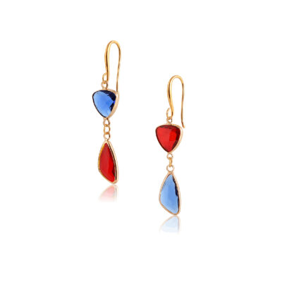 Short bi-colored drop earrings with crystals