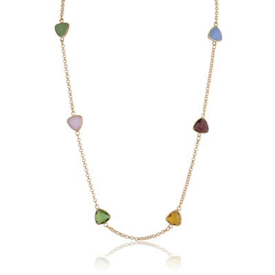 A beautiful all-time classic easy to wear multi-color necklace. Made of a 24k gold-plated chain and multi-color crystals. So versatile you can wear it  with a casual or formal outfit. Prefect for a night out. Colors of crystal may vary, please contact us for further details.