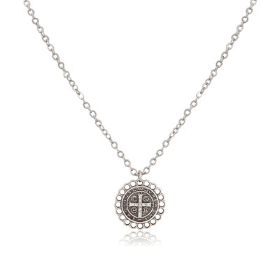 A small and beautiful silver medallion of St. Benedict, wear it every day, it will protect you. The Saint Benedict Medal is a Christian sacramental medal. Containing symbols and text, related to the life of Saint Benedict of Nursia.