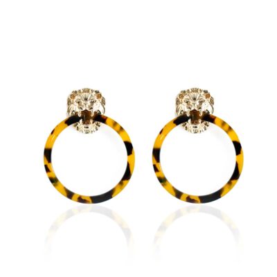 Everybody loves the roaring lion Door knockers. The new version of the Lion Door knocker comes in tortoise shell hoops and are back for good. Combine them with your favorite casual everyday outfit or to uplift any fancy ensemble.