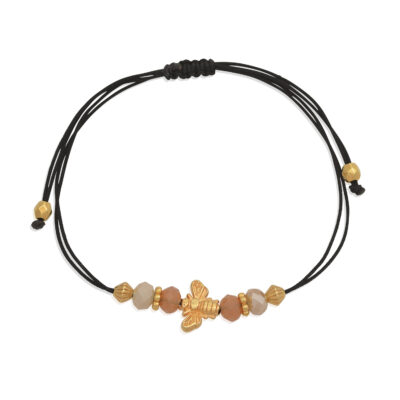 Little gold bee adjustable bracelet. The bee charm of this bracelet is bringing happiness and joy. As a sun dancer, the bee connects the wearer to nature in the most beautiful way.  