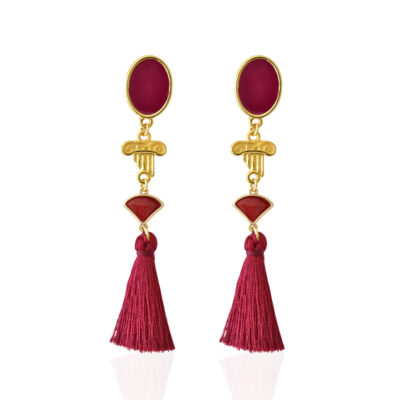 Ancient Greek inspired earrings in deep red. A perfect blend of sophistication and simplicity. Stylish and simple at the same time, they are perfect for any occasion. Throughout history, the Greek column has been a symbol of sophistication and a connection to ancient civilizations.