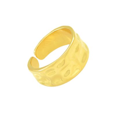 This forged brass golden ring has a polished finish that shows off its design. Its elegant touch enhances your everyday looks and adds a contemporary, but classy flair with its long-lasting shine. The open torque design makes it easy to fit on any finger.